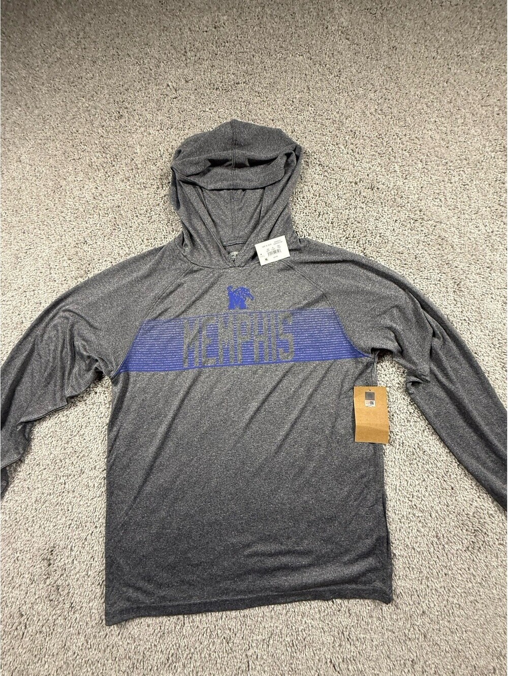 NWT Memphis Tigers Youth XL 14/16 Gray Hooded Shirt Microfiber